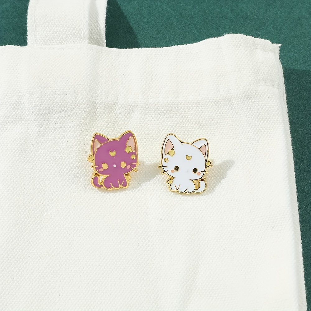 Gift 2 Colors Cute Moon Cat Enamel Pin Perfect For Backpacks - Temu