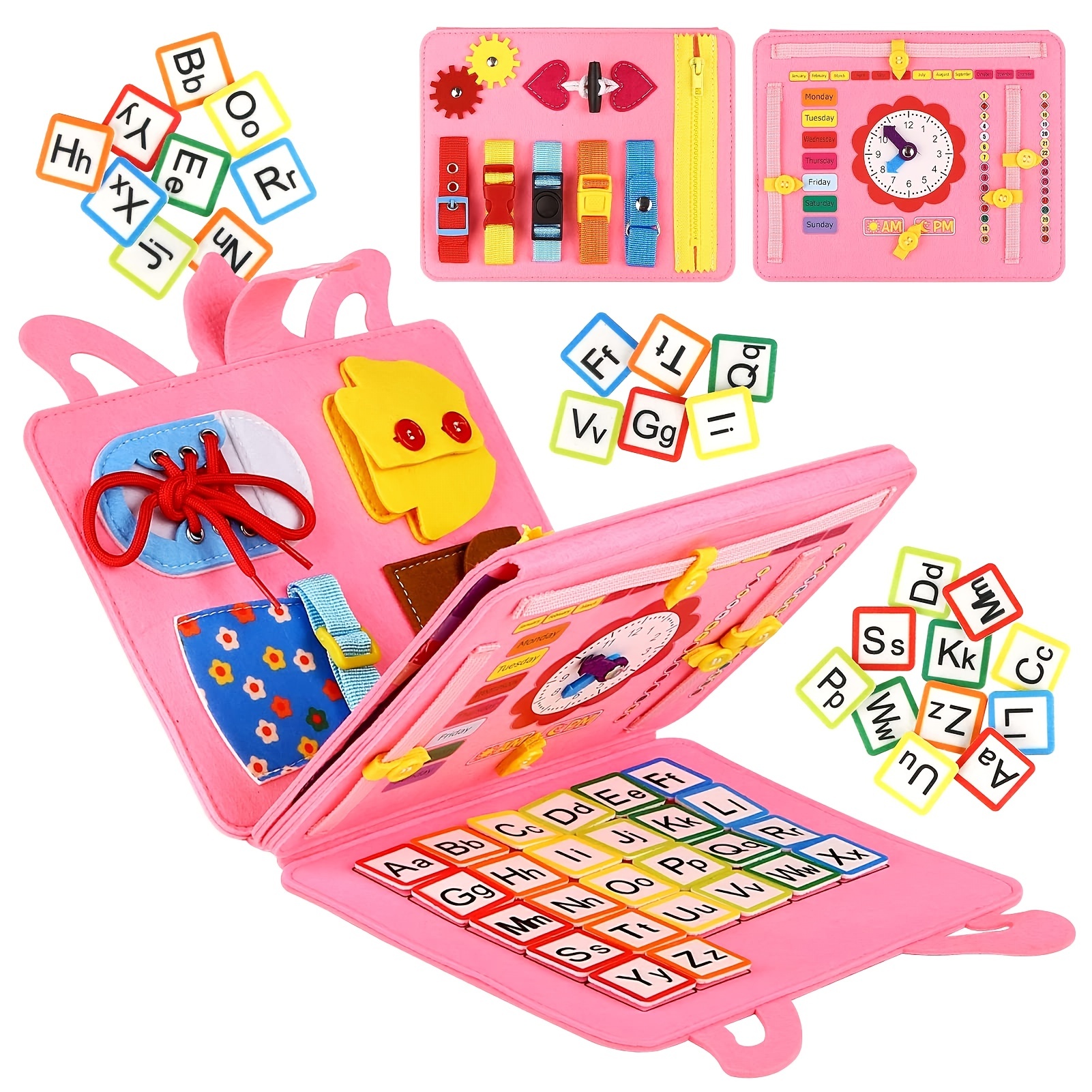 Busy Board Toddlers Sensory Activity - Montessori Toys 1 Year Old Boy  Airplane Travel Essentials Kids Ages 1-3 Road Trip Games Quiet Book 2-4 Yr