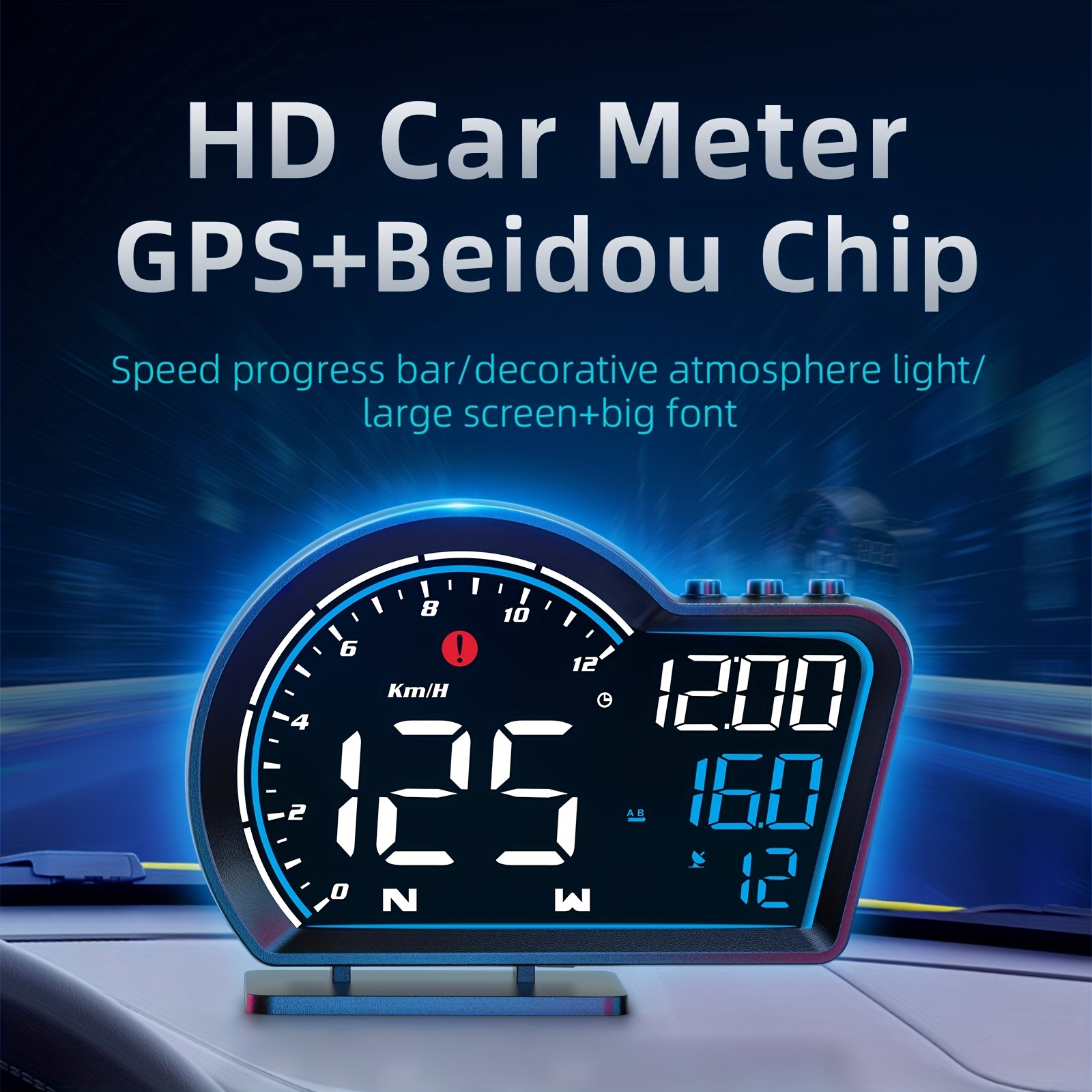 Solar Car Hud Gps Speedometer Head Up Display Wireless - Temu