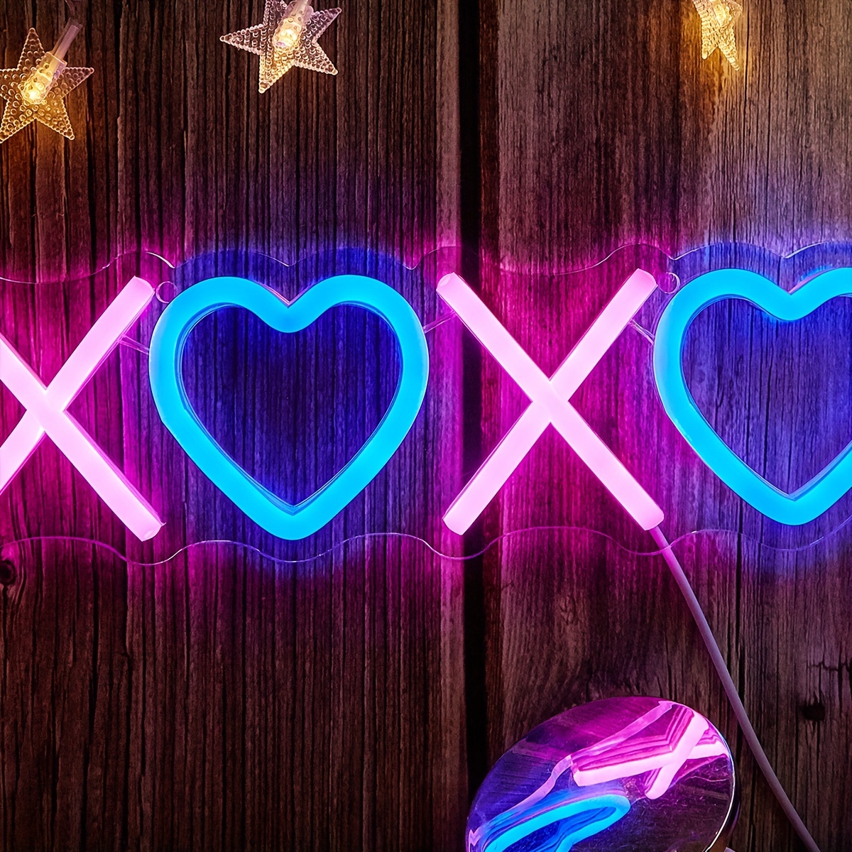 1pc XOXO Blue LED Neon Light Sign Shaped USB Powered, For Bedroom Room Wall  Decoration Neon Sign, For Festival Party Wedding Decoration, Multipurpose