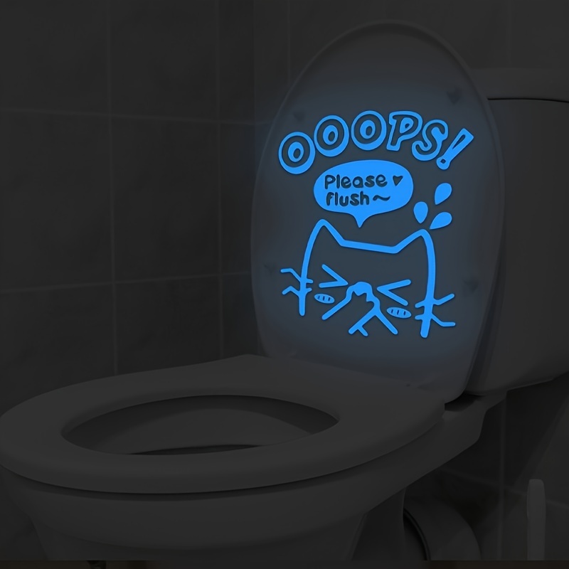 1pc Cat Pattern Glow In The Dark Toilet Lid Decal