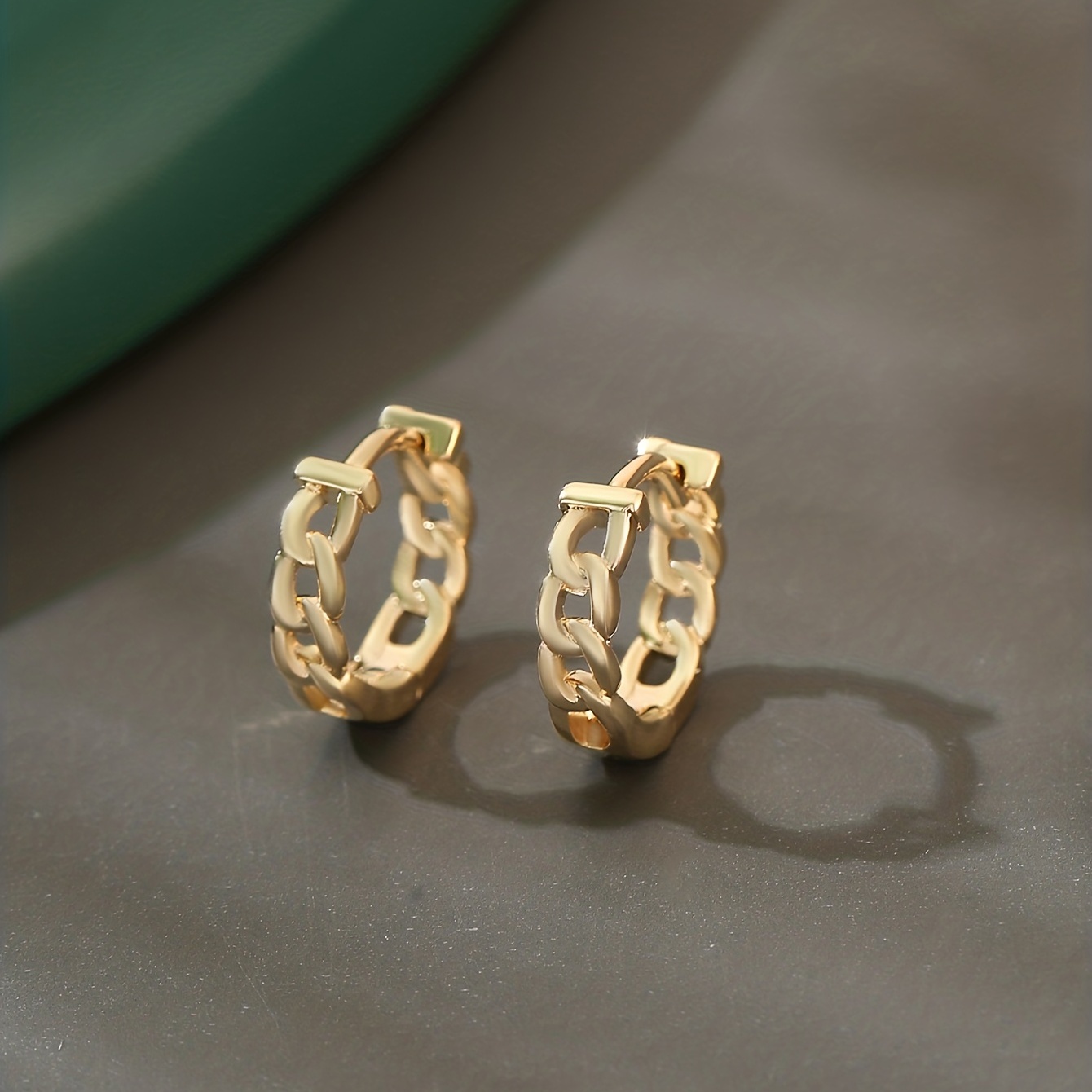 Copper Zirconium Round Earrings & Hollow Hoops Set