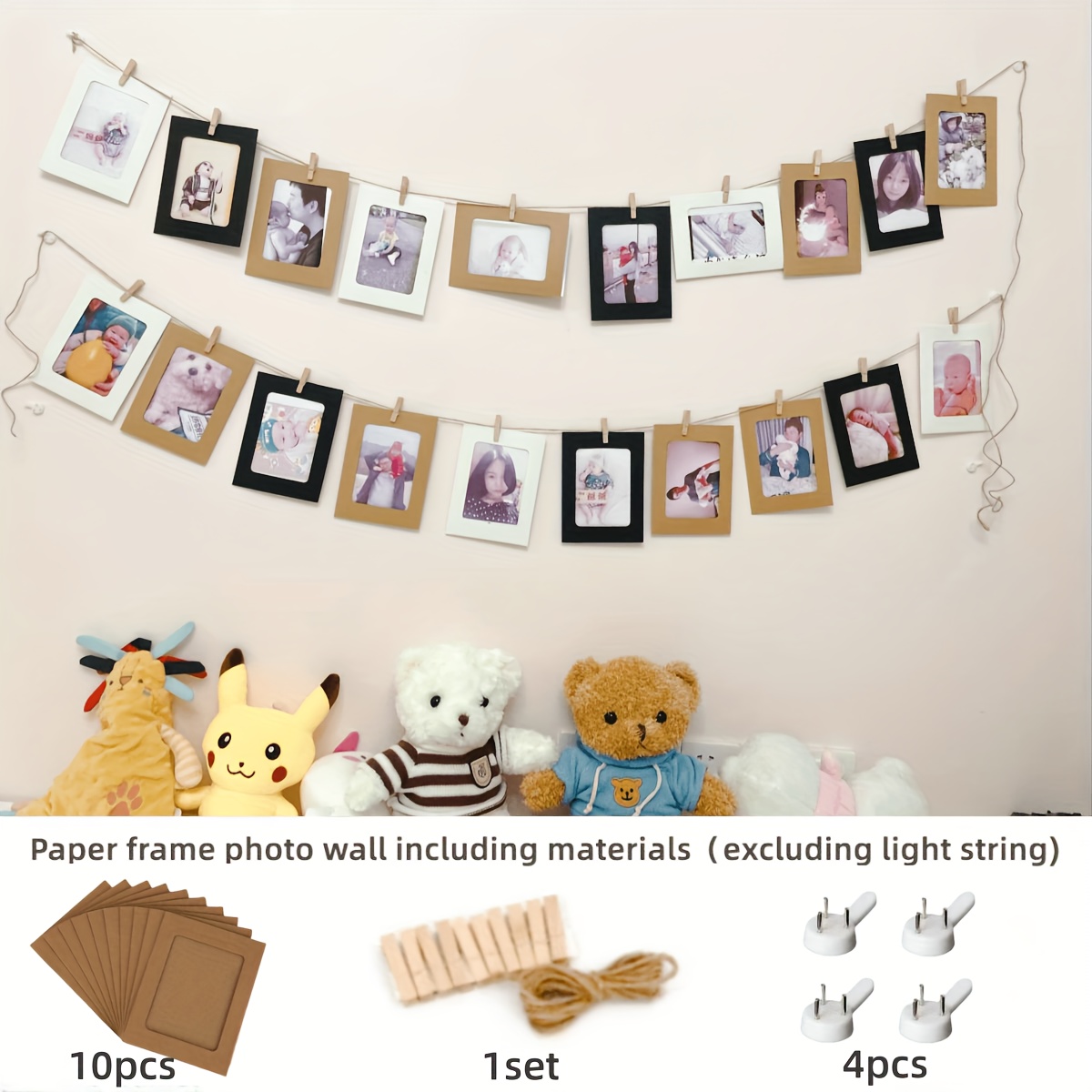 50 Pack Cardboard Picture Frames, 4x6 DIY Photo Hanging Kit with
