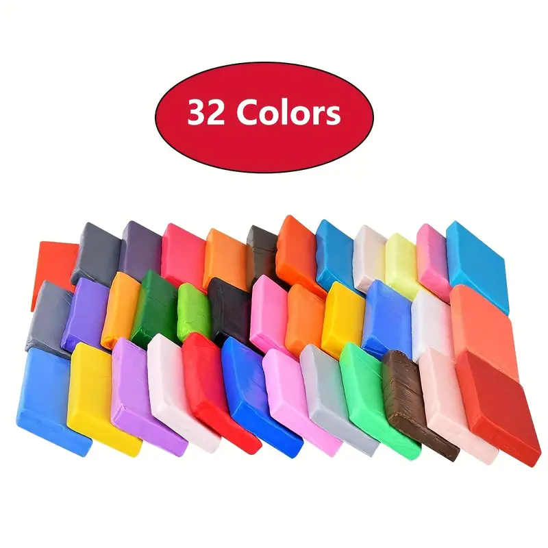 32 Colors Small Block Polymer Clay Starter Kit Oven Bake - Temu