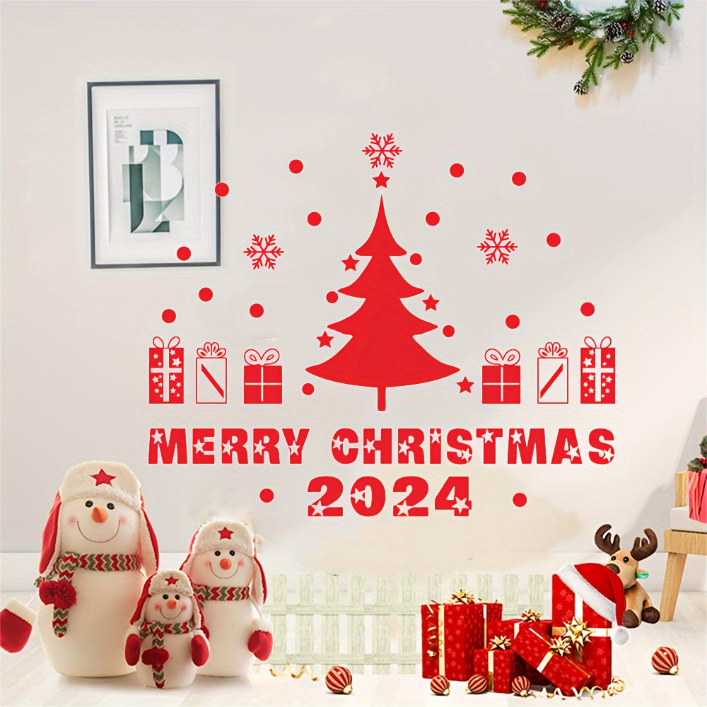 Christmas Tree Wall Art Sticker Merry Christmas Happy New - Temu