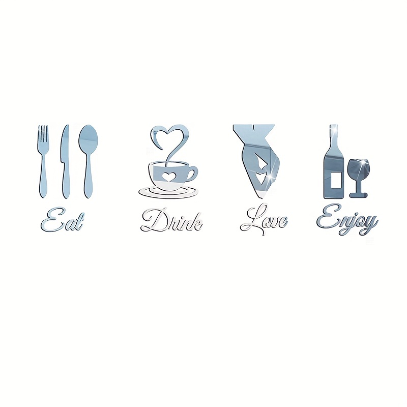 Kitchen Wall Decor Acrylic Mirror Wall Stickers Fork Spoon - Temu