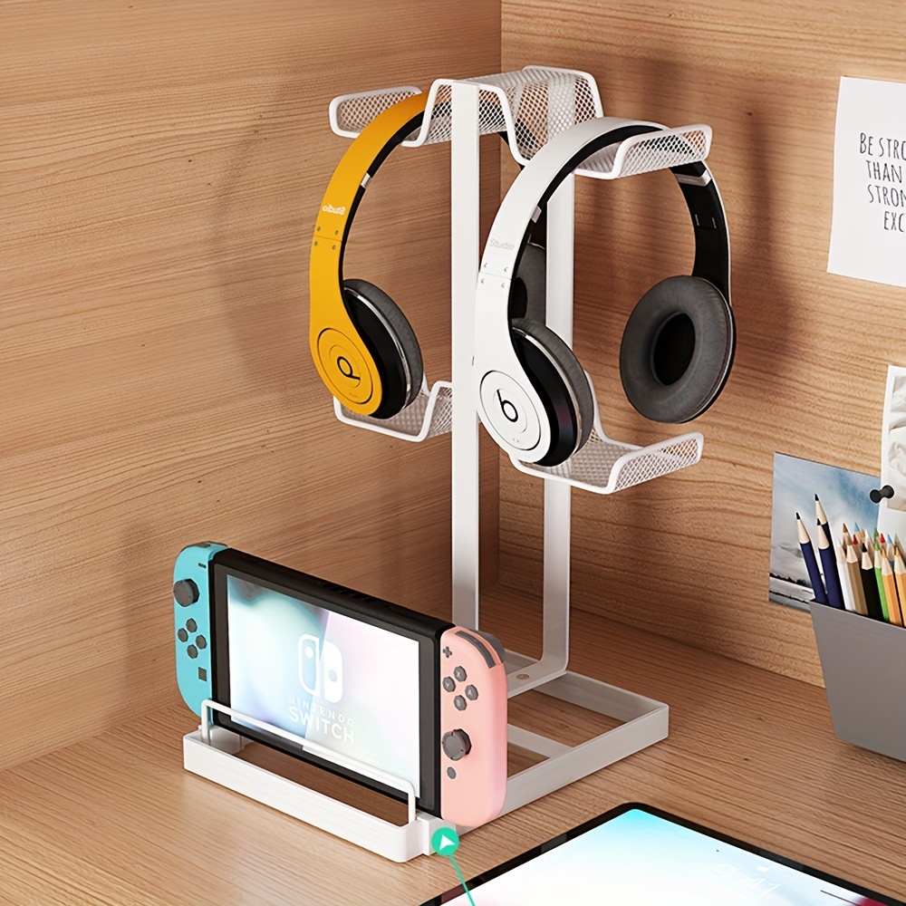 Metallic Desktop Wooden Headphone Universal Gaming Studio Headset Stand  Holder