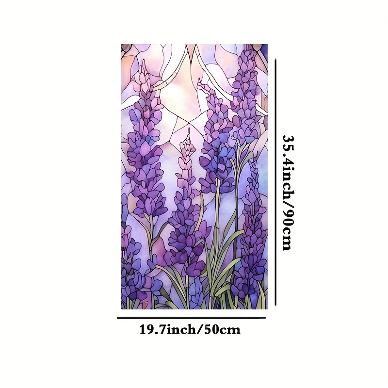 Stained Glass Window Film Lavender Rose Retro Style Static - Temu