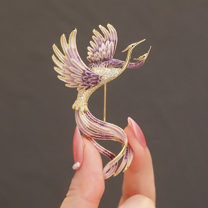 Flying Two Headed Gradient Phoenix Bird Brooch