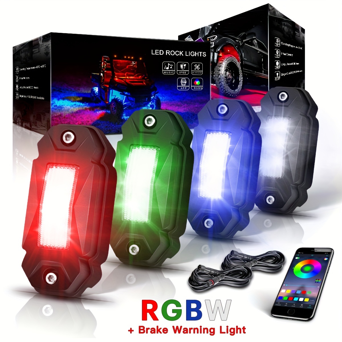 Autoinnenraum LED-Ambiente-Streifen mit drahtloser App-Steuerung RGB 6in1  Atmosphärenlicht Glasfaser-Auto-Neonlicht