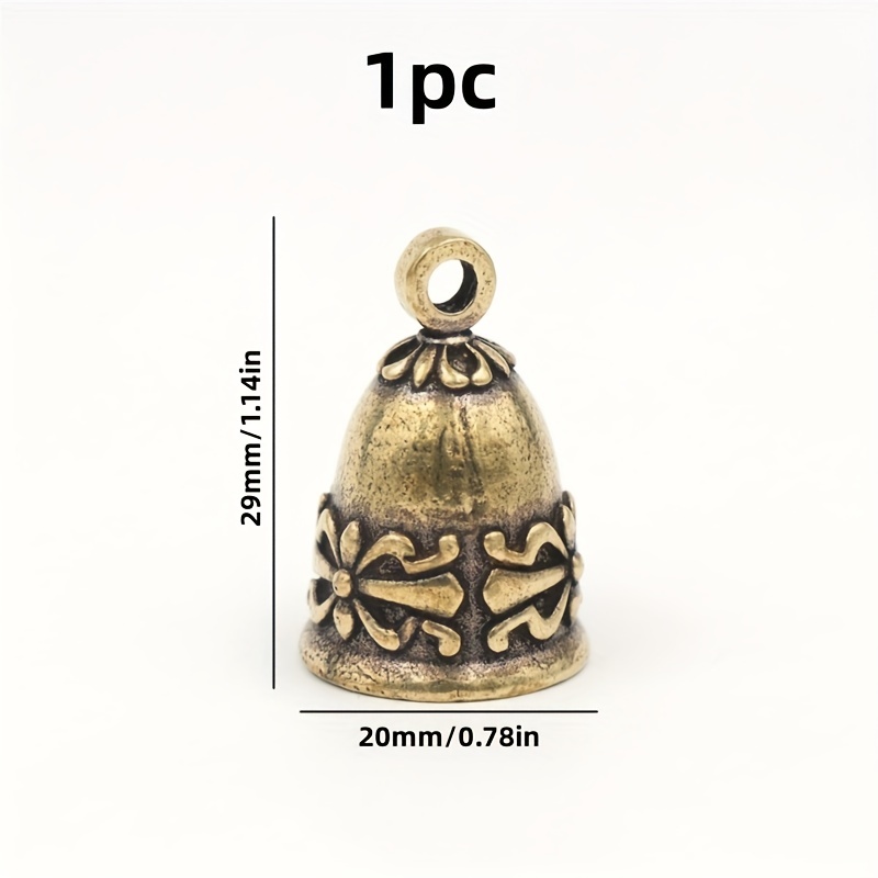 Image of Brass Handmade Vintage Pattern Bell Shape, Festive Party Decoration, Halloween Christmas Pine Mountain Decoration Additions, Party Background Pendant Wind Chime Decoration Tool