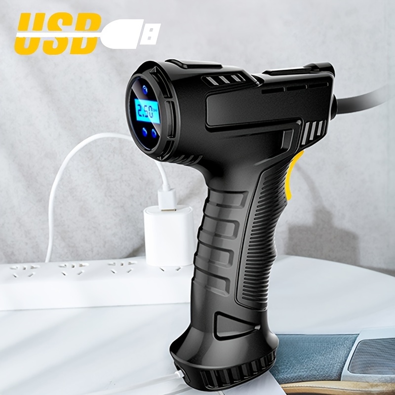 Cordless Tyre Inflator 12V 120W USB Rechargeable Air Compressor Handheld  Electric Digital Tire Pump for Car Motorcycle Bicycle