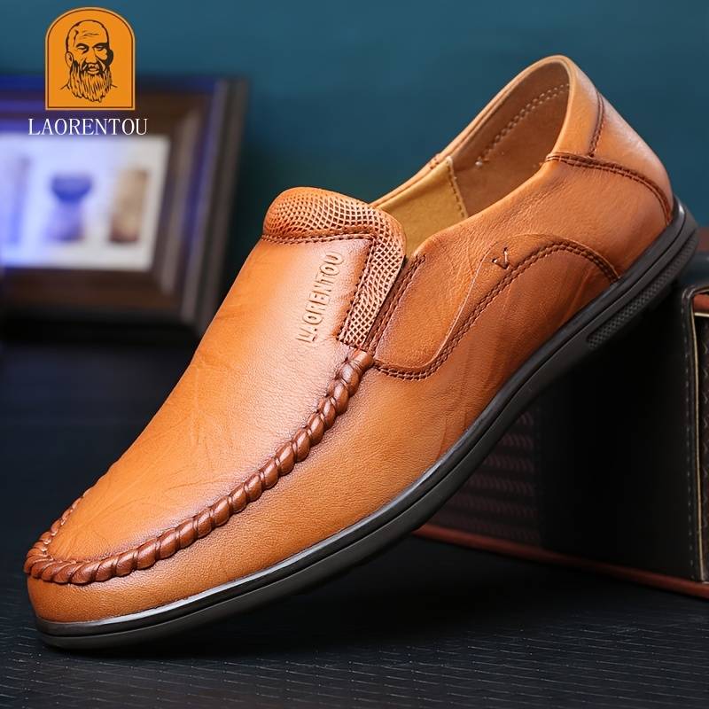 Laorentou Men's Genuine Leather Loafer Shoes, Dress Shoes, Classic ...