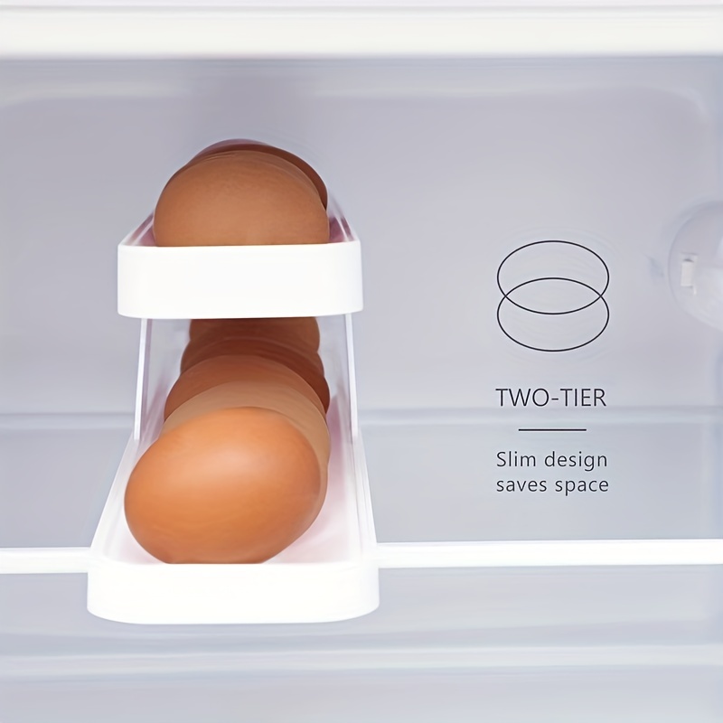 Rolling Egg Holder Rolling Countertop Egg Holder Space-Saving Eggs  Organizer Two Tier Slim Refrigerator Egg Dispenser To Hold 15