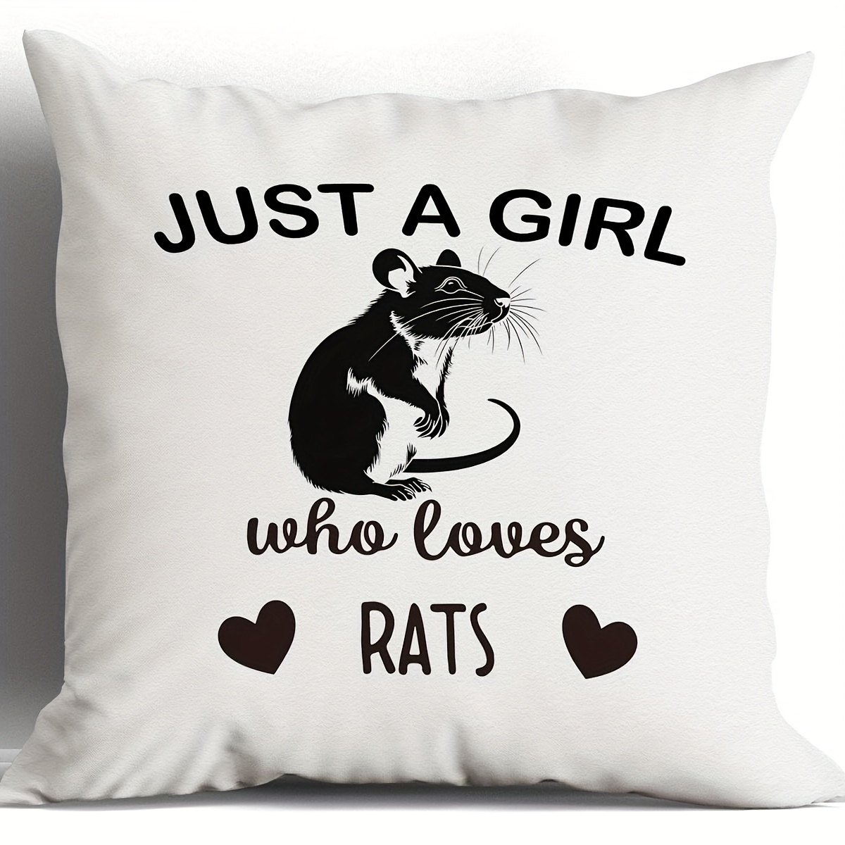 

1pc Rat Pet Pillow Cover, Rat Gift For Rat Lovers, Pet Lover Gift, Cute Rat Decor, Just Love Rats Throw Pillow Cover 18x18 Inch