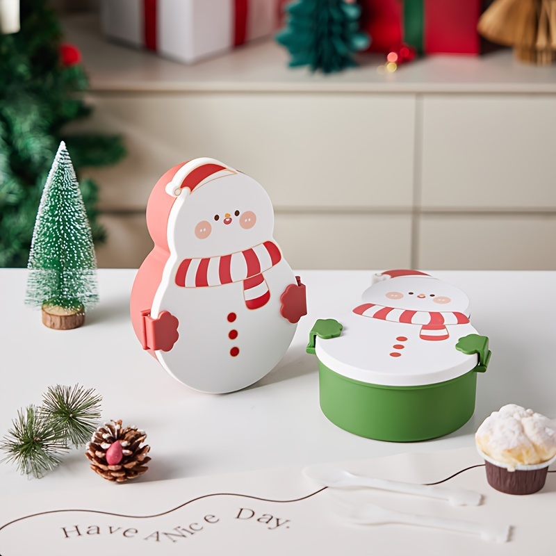 Decorative Christmas Holiday Themed Plastic Containers Jars with Stackable Lids for Cookies, Snacks, Candies, Treats Gnomes, Gingerbread Men, Snowmen