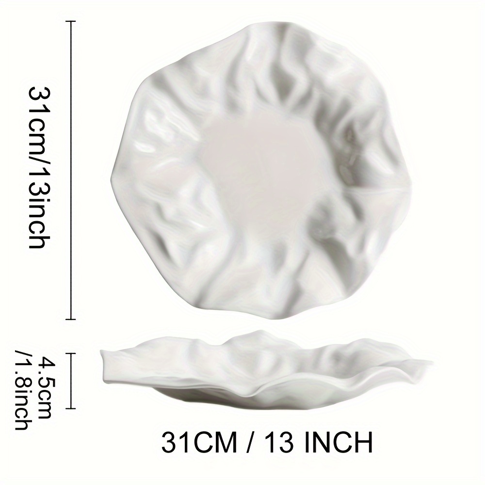 1pc 8-Inch, 1pc 11-Inch And 1pc 13-Inch White Ceramic Dinner Plates, Afternoon Tea Tableware Pasta Plates, Molecular Cuisine Internet Celebrity Fat-Reducing Plate Dishes Home Dessert Display, Salad Fruit Plate