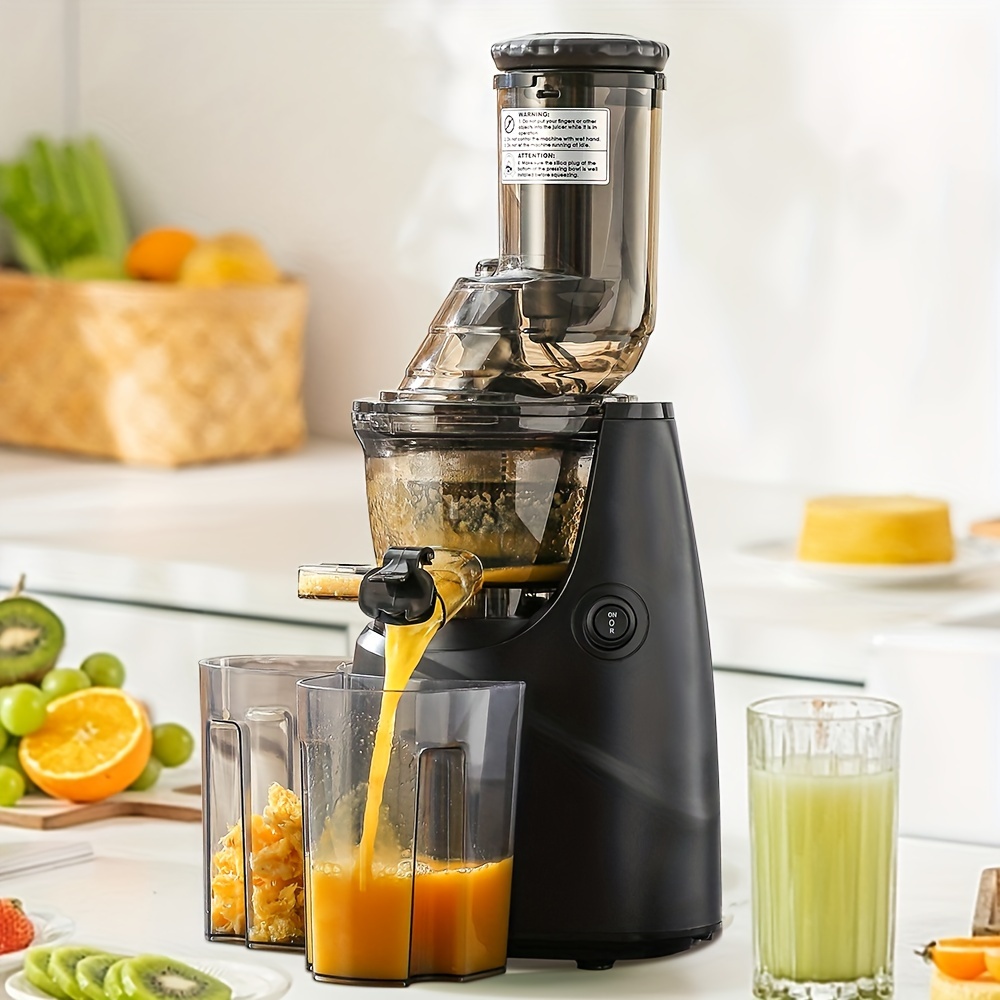 Carrot Apple Orange Slow Juicer, Matte Black Juicer, Slow Juicer Cold Press  With 3.2 Inch Wide Feed Trough, Vegetables And Fruits, Home Juicer With Br