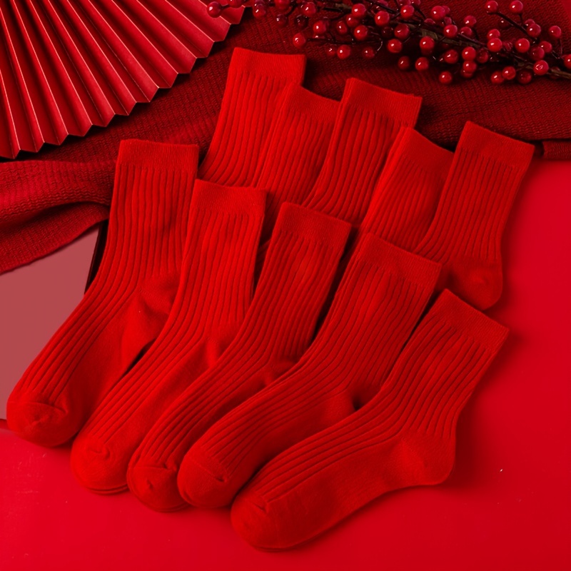 6 Pares De Calcetines Rojos De Año Nuevo Cómodos Calcetines - Temu