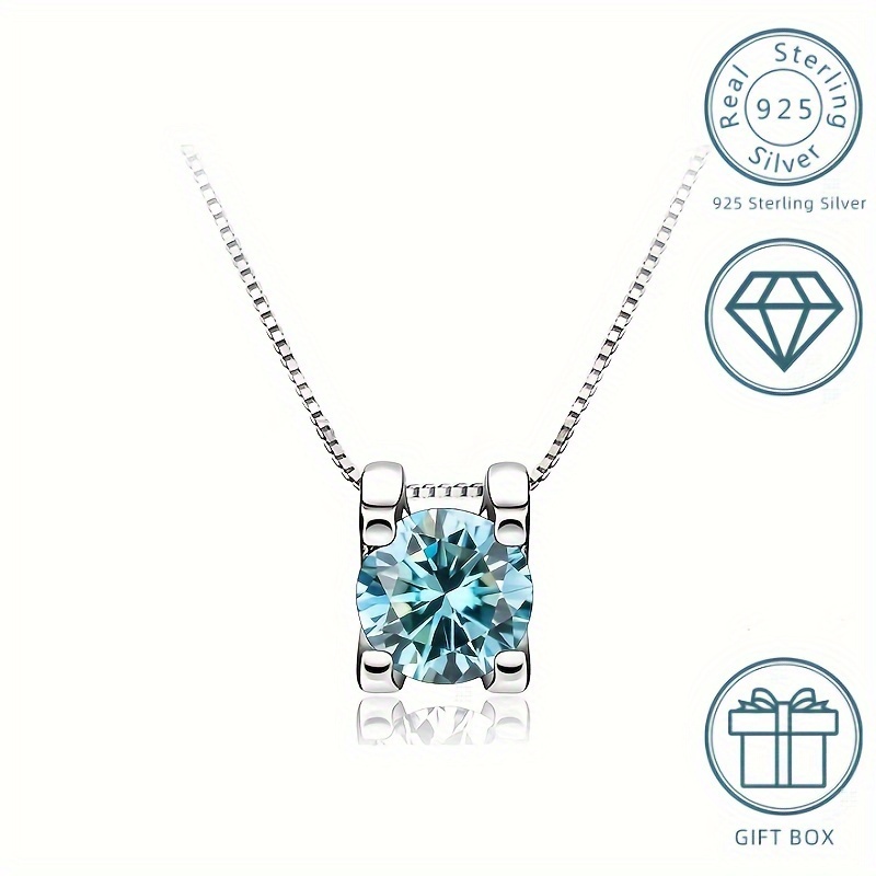 

1ct Moissanite Pendant Necklace With 925 Sterling Silver Chain Luxury Neck Jewelry Anniversary Birthday Gifts For Lover