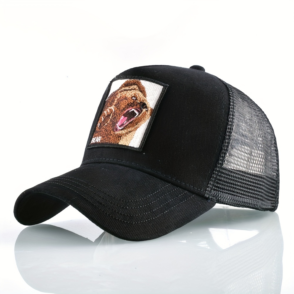 Fashion Embroidery Baseball Animal Bear Sunshade Breathable Hip Hop Summer  Truck Driver Duck Tongue For Men And Women - Jewelry & Accessories - Temu  New Zealand