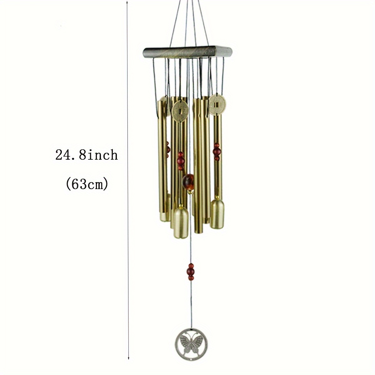 fengshuisale Outdoor Indoor 28 Metal Tube Wind Chime with Copper Bell Large Windchimes for Patio Garden Terrace W Red String Bracelet W3089