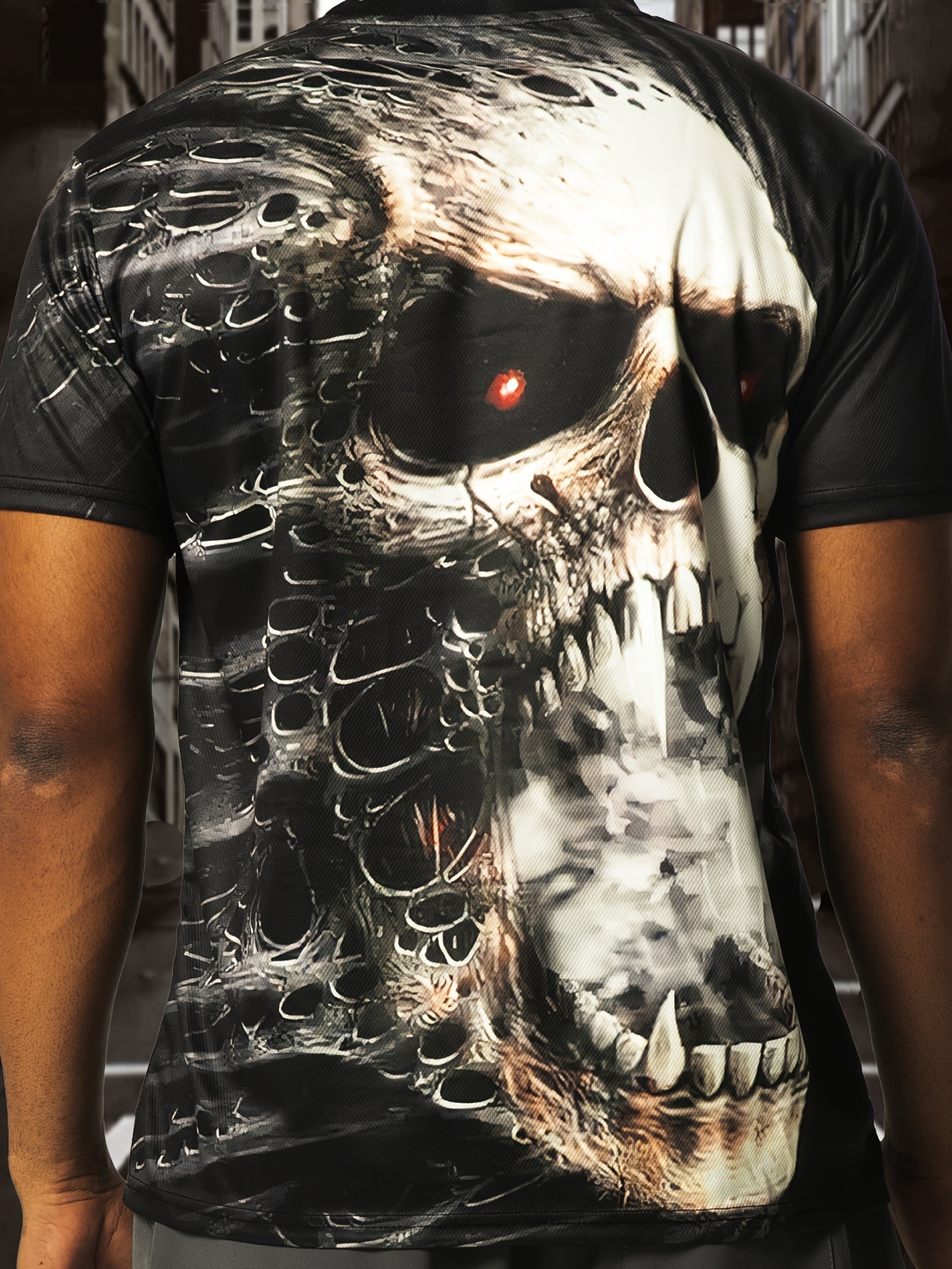 Horror Skull 3d Digital Pattern Print Men's Graphic T-shirts