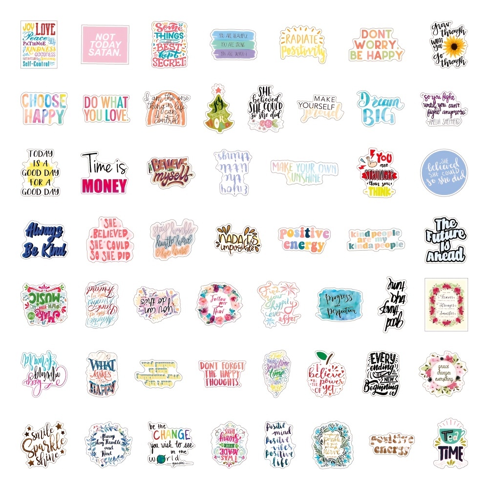 50pcs Inspirational Stickers Vision Board For Adults, Motivational Graffiti  Stickers For Water Bottles Laptops Phone Case Luggage Envelope, Colorful Positive  Stickers For Students Teens