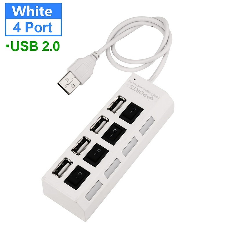 Hub USB 2.0 2.0 Multi Splitter Use Adaptador De Alimentación 4/7 Puertos  Múltiple Expansor Con Interruptor Para PC