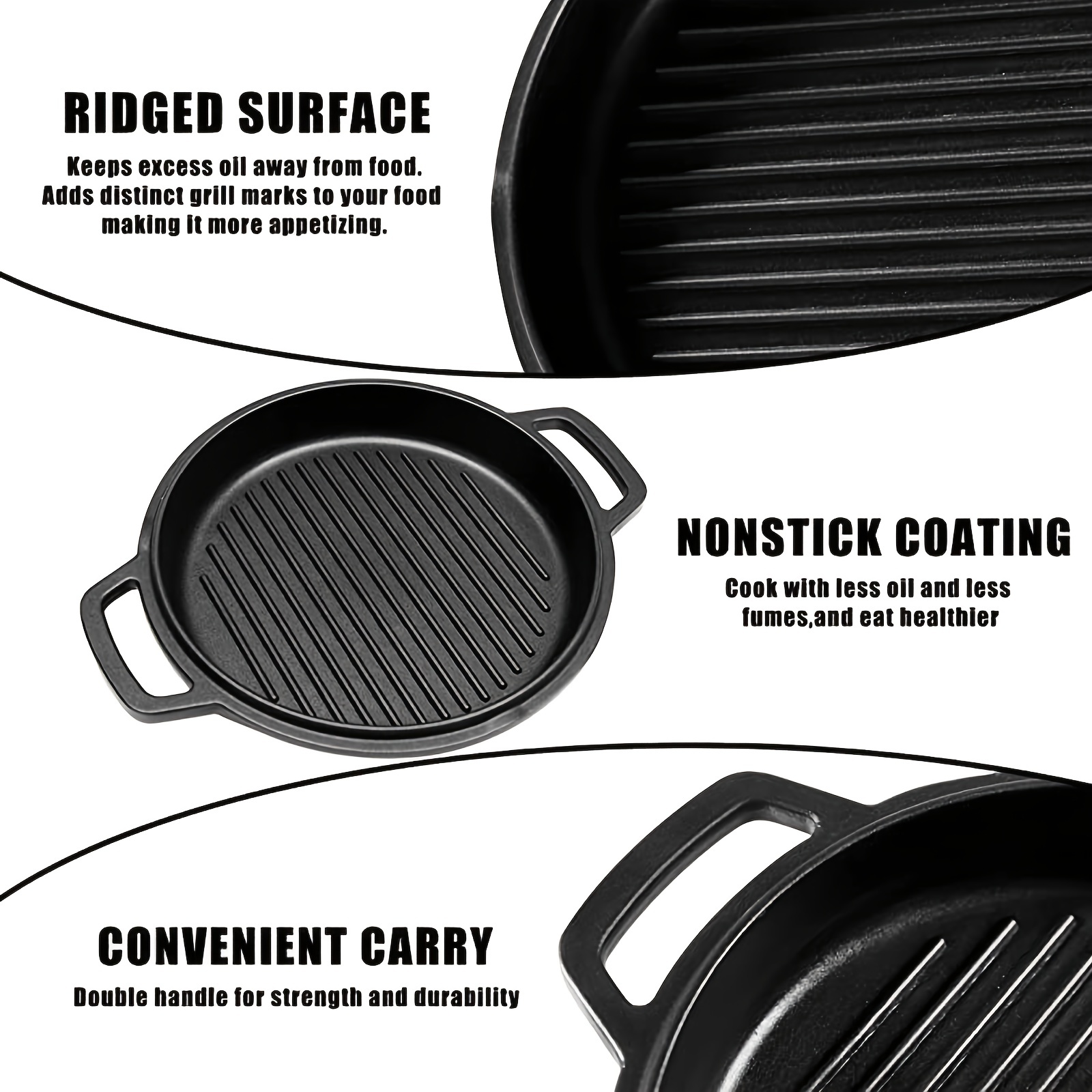 S·KITCHN Cast Aluminum Griddle Pan for Stovetop with Lid - Lighter