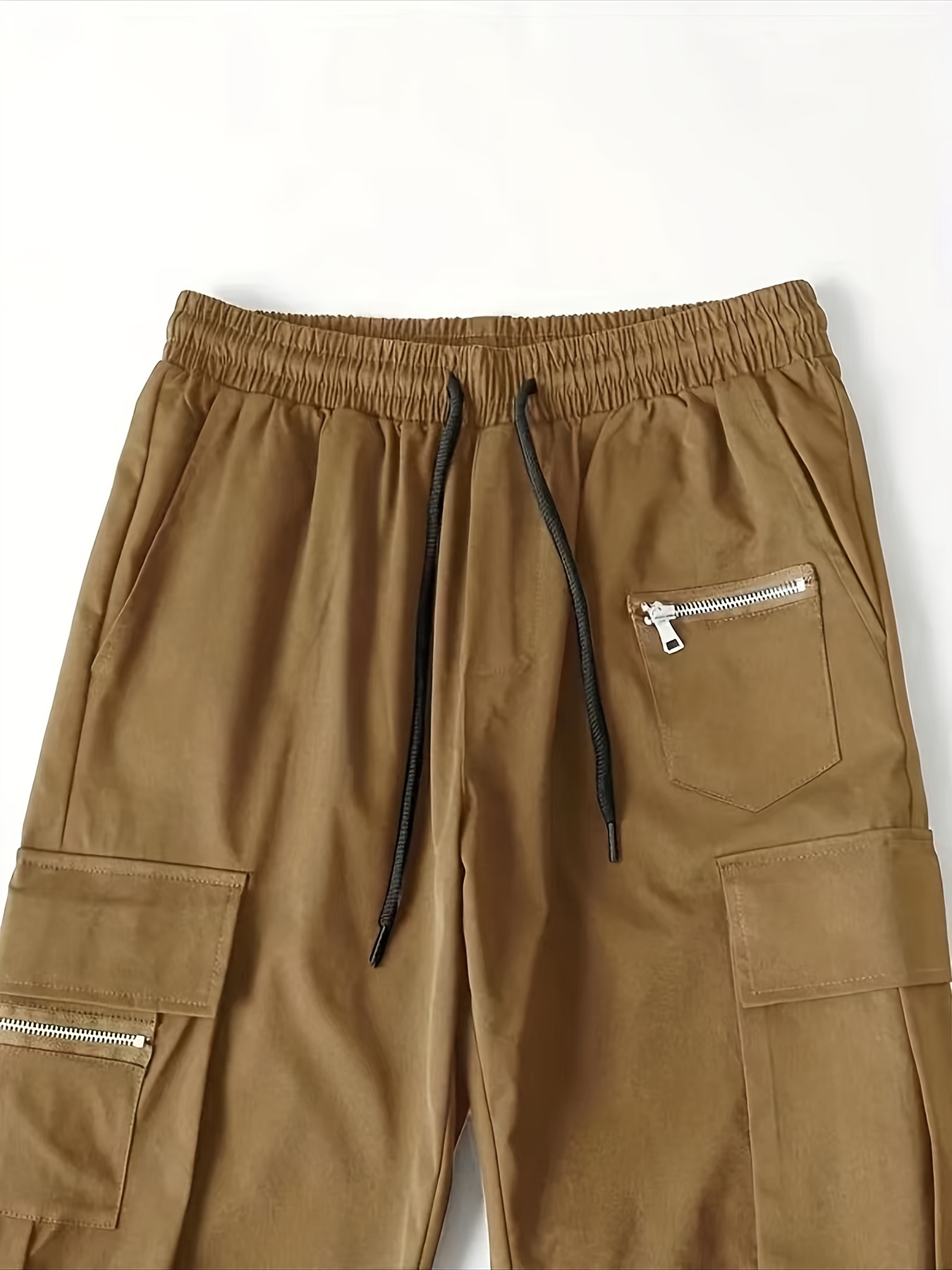 Fashion 2024 Summer Casual Cargo Shorts Men's Drawstring Cropped Pants  Sports Elastic Waist Joggers Hip Hop Streetwear Trousers