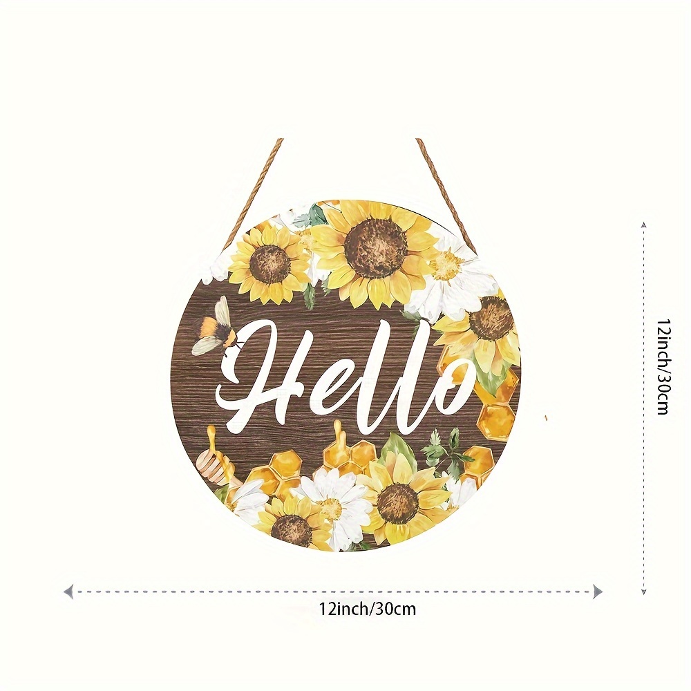  Hello Welcome Wood Wall Hanging Sign, Sunflower Decor Welcome  Sign for Front Door Sunflower Farmhouse Rustic Round Wood Decorations Wall  Hanging Outdoor Indoor Decoration : Home & Kitchen
