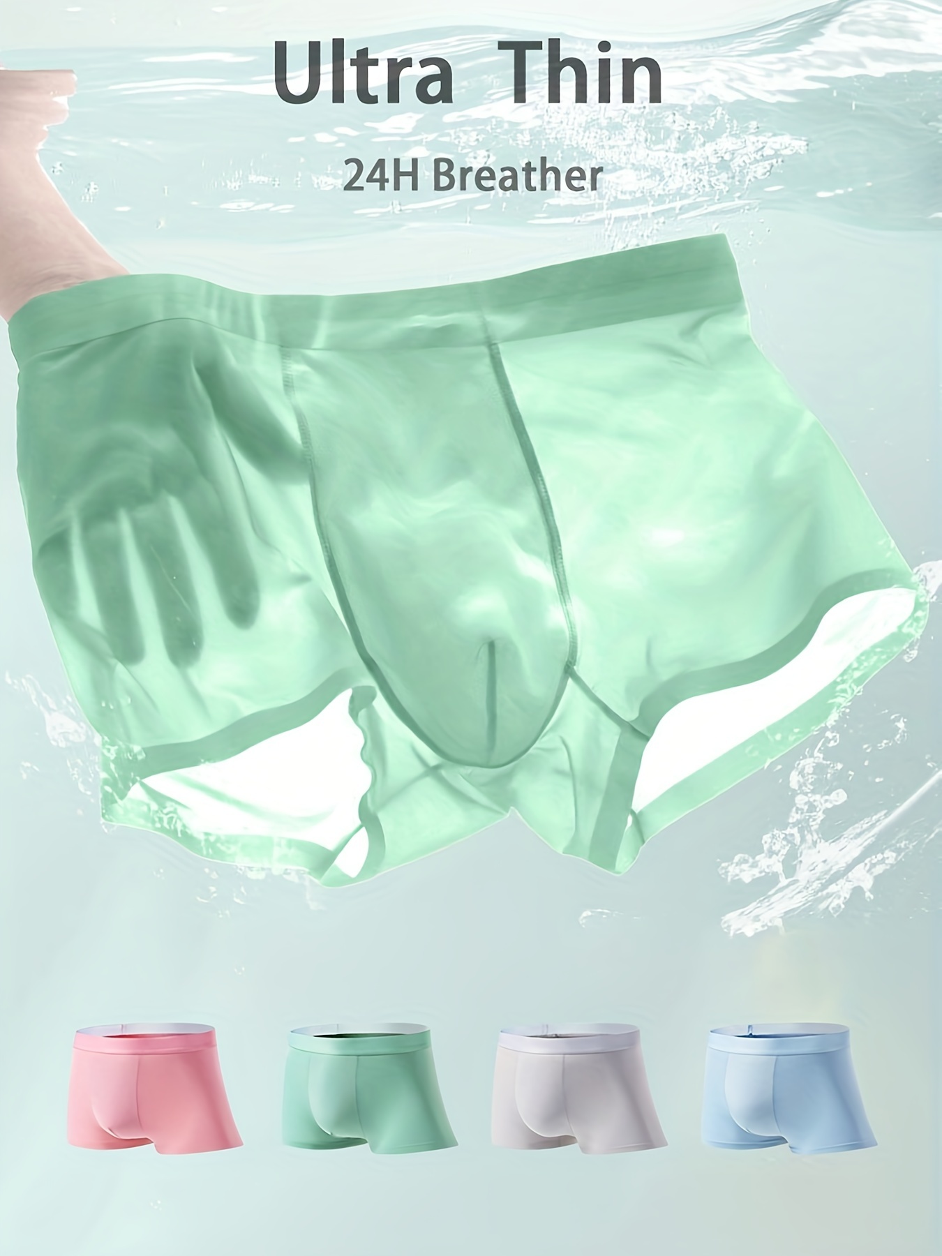MIIOW Mens Underwear Boxers for Men Thin Cool Smooth Ice Silk Mesh