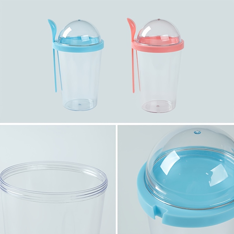 Mumufy 3 Pcs Salad Shaker Cup Portable Cereal Cup Yogurt Parfait Cup Salad  Container for Lunch with Salad Dressing Holder Fruit and Vegetable Salad