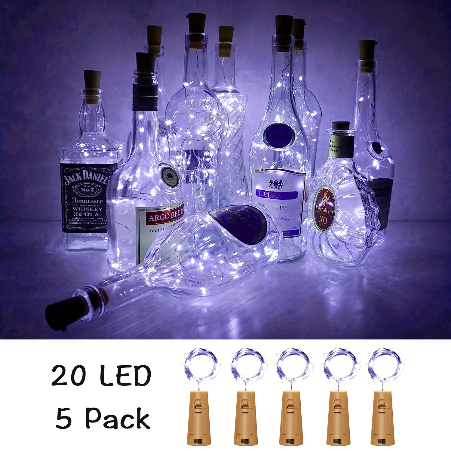 Guirlande Lumineuse Bouteille de Vin avec Liège, 18 Pack 20 LEDs 2m Mini  Guirlande Lumineuse en Fil de Cuivre Argenté à Piles pour Décoration de  Fête