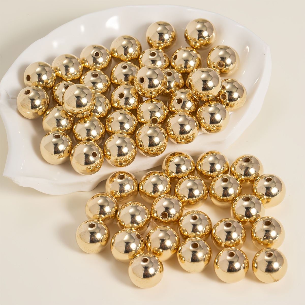 80pcs 10mm Straight Hole Plastic Round Beads