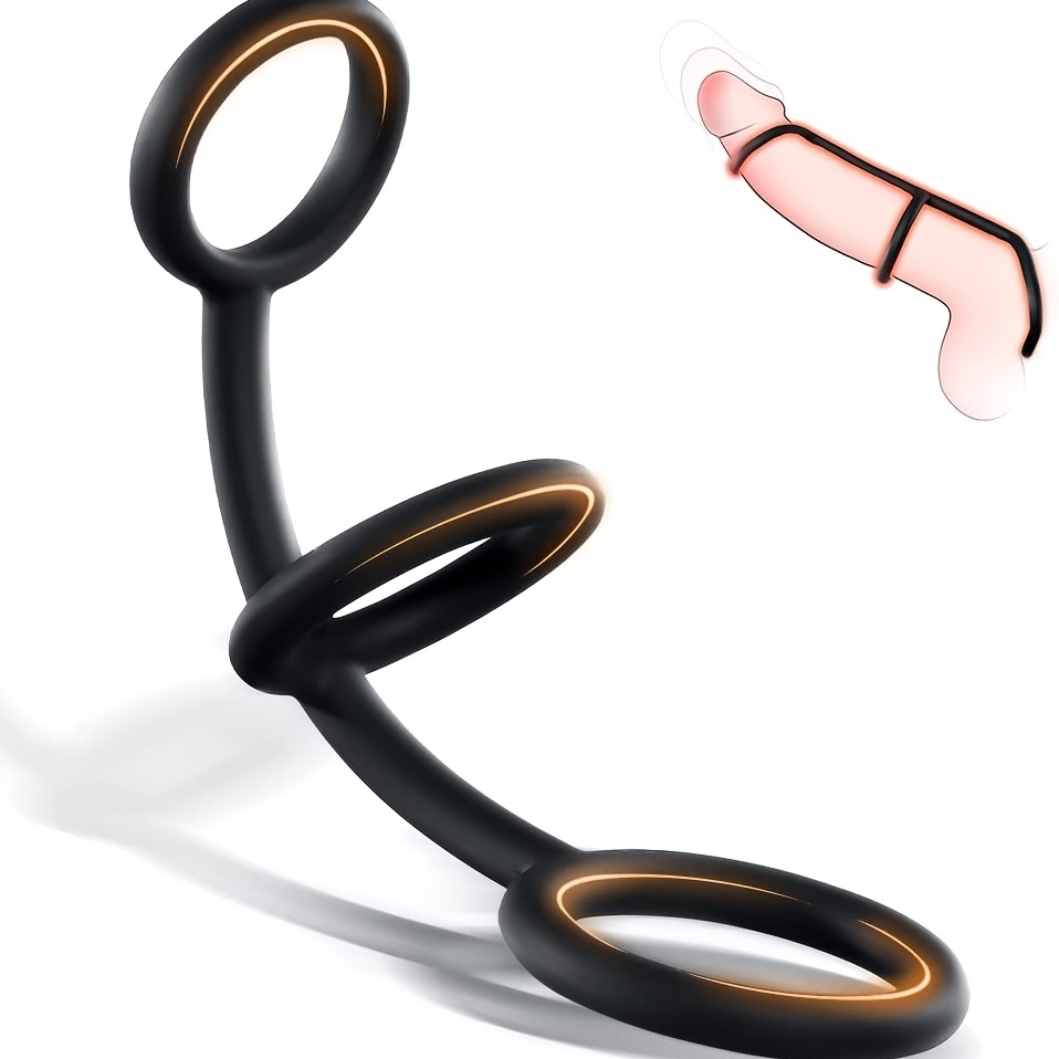 3-in-1 Silicone Penis Ring Ultra Soft Cock Ring For Men - Enhance Stamina, Prolong Sex, No Vibration - 3 Different Sizes For Couples! picture