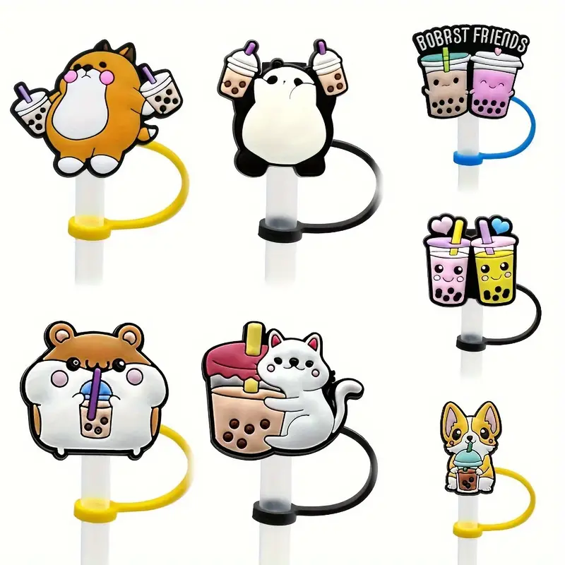 Cute Cartoon Silicone Straw Covers, Reusable Dustproof Straw Plugs For  Straws, Portable Cup Decoration Accessories (cup Straw Cover) - Temu