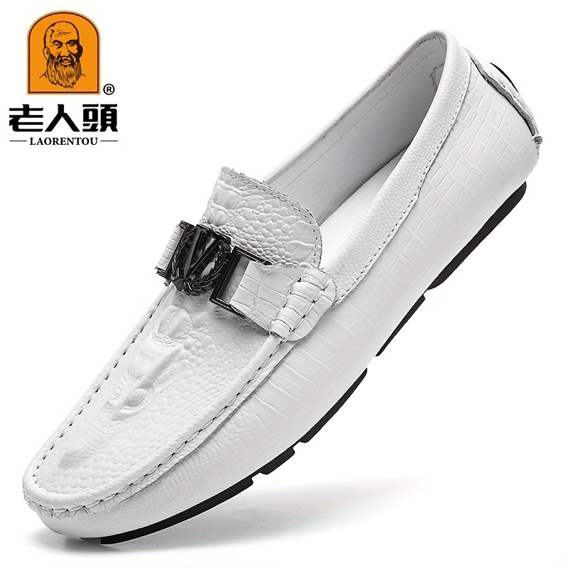 Laorentou Mens Premium Leather Horsebit Loafer Shoes Lightweight