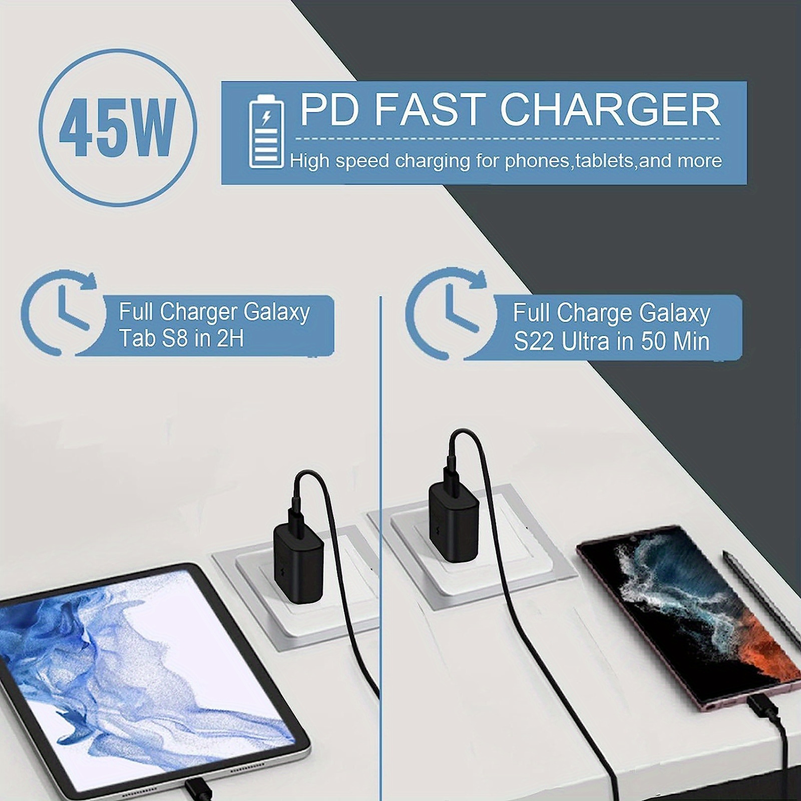  S22 S23 Ultra Charger,2023 New 45W Samsung Super Fast Charger  Type C USB C Wall Charger for Samsung Galaxy S23 Ultra/S23/S23+/S22 Ultra/S22+/S21/S20/Note  20/Note 10+, Galaxy Tab & 6ft C to C