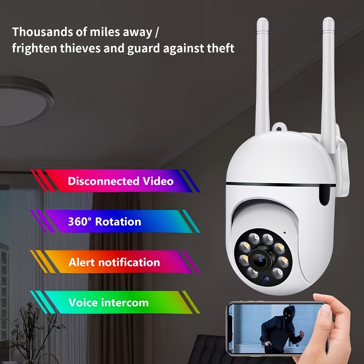 security camera with color night vision hd indoor outdoor video camera 2 way audio camera pan tilt   wi fi smart   camera with motion tracking details 1