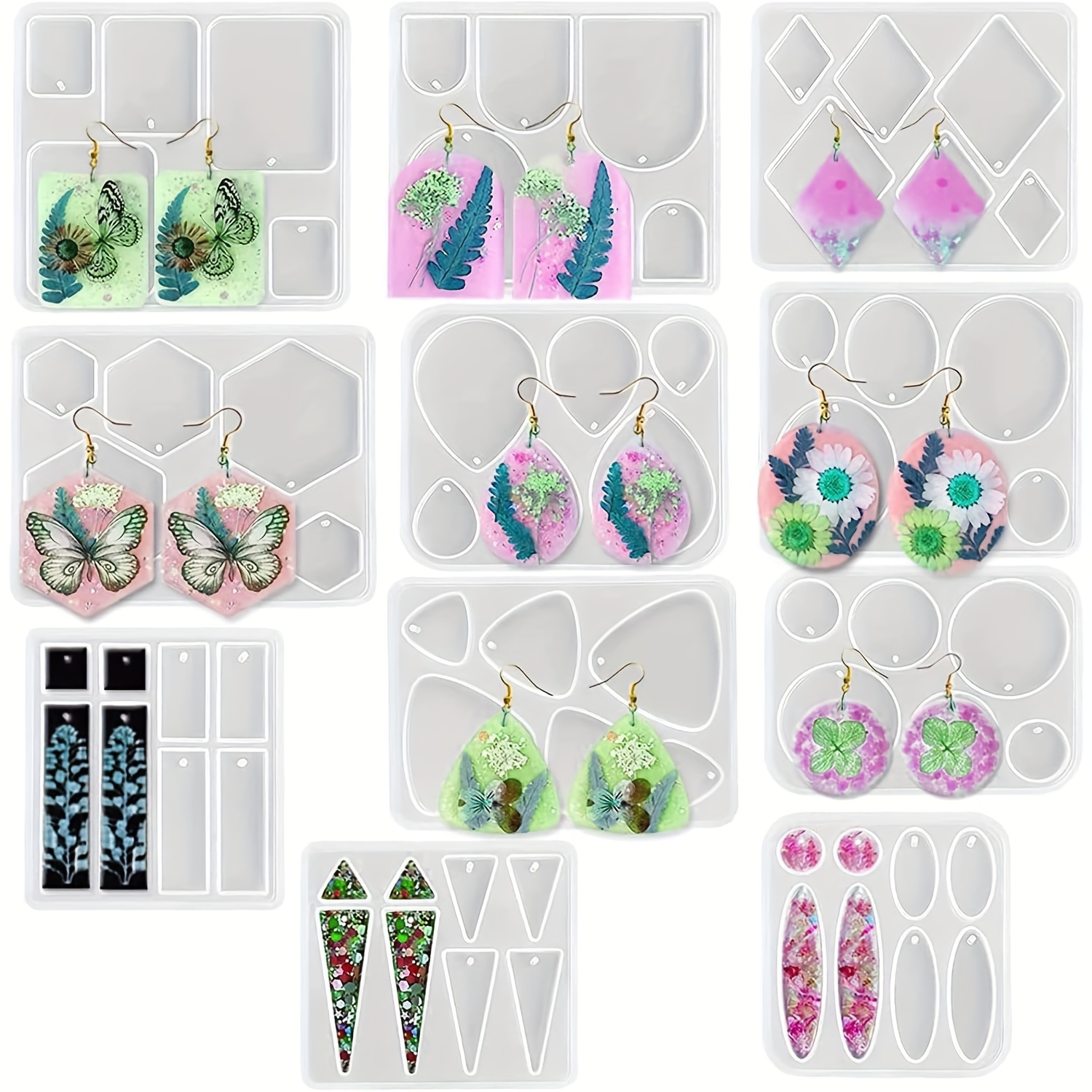 

Diy Resin Earrings Pendant Silicone Casting Mold Geometric Pendant Keychain Jewelry Making Arch Oval Hexagon Teardrop Epoxy Resin Mold For Diy Jewelry Pendant Casting Kit