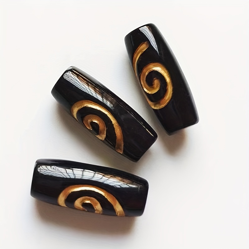 30pcs Acrylic Gilded Carved Floral Pattern Round Tubes Jewelry Making Additions Bead