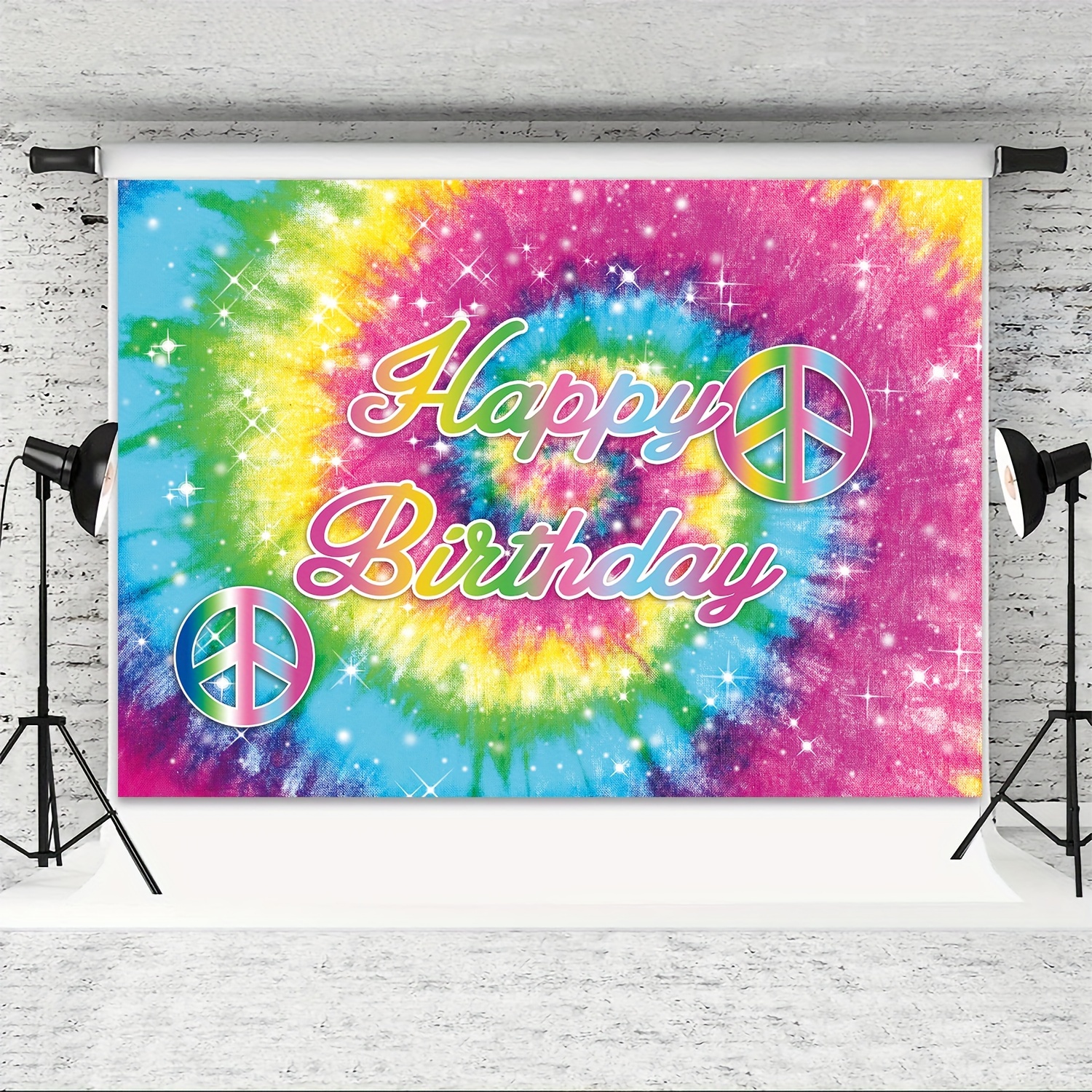 Tie Dye Birthday Party Backdrop 60s Hippie Themed Happy - Temu