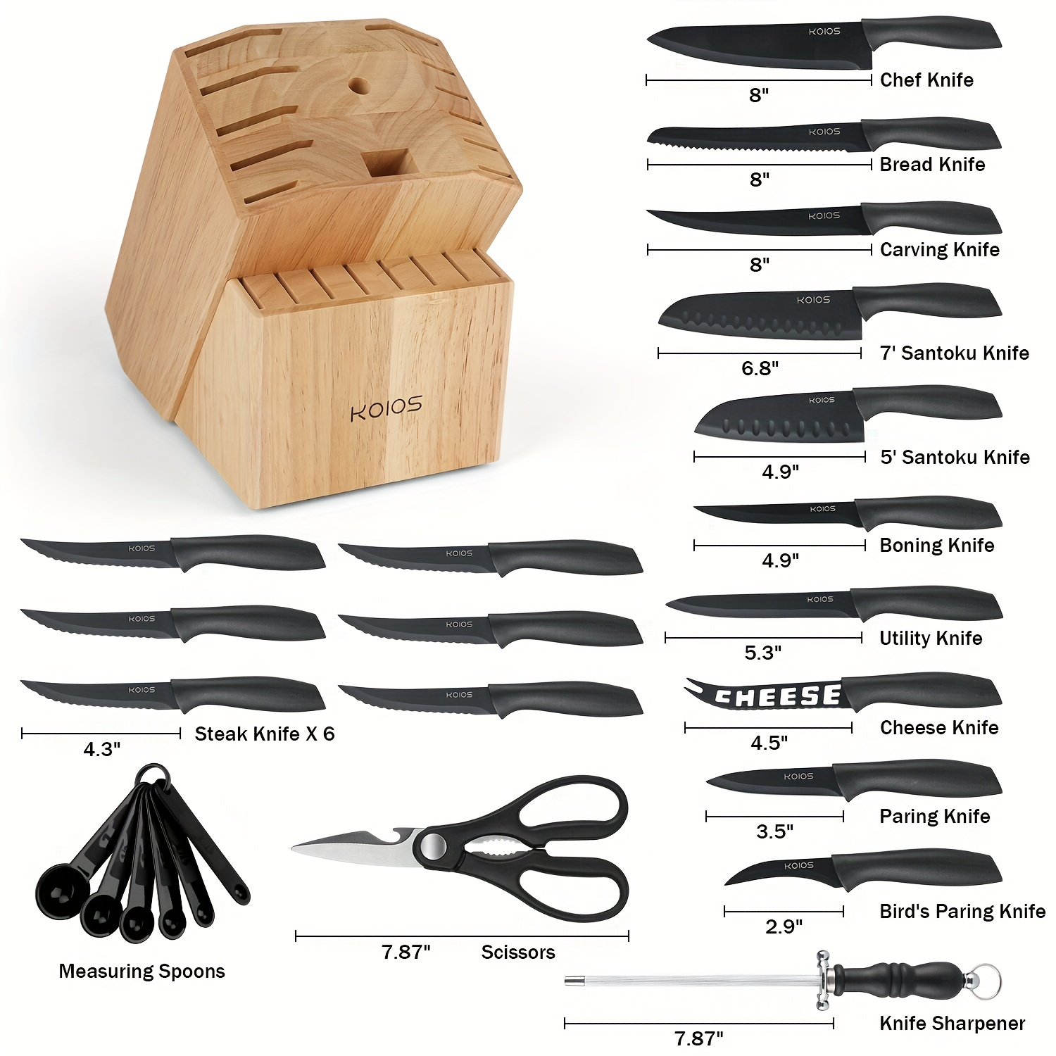 25pcs Set Kitchen Knife Set With Wooden Block Ultra Sharp High Carbon  Stainless Steel Chef Knife