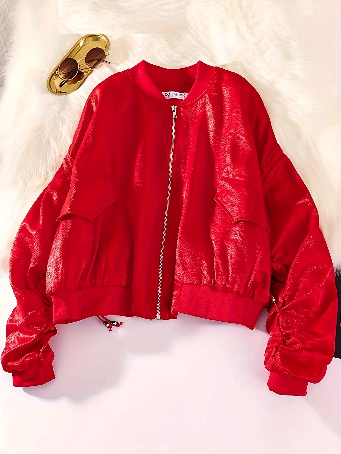 Zara red bomber on sale jacket