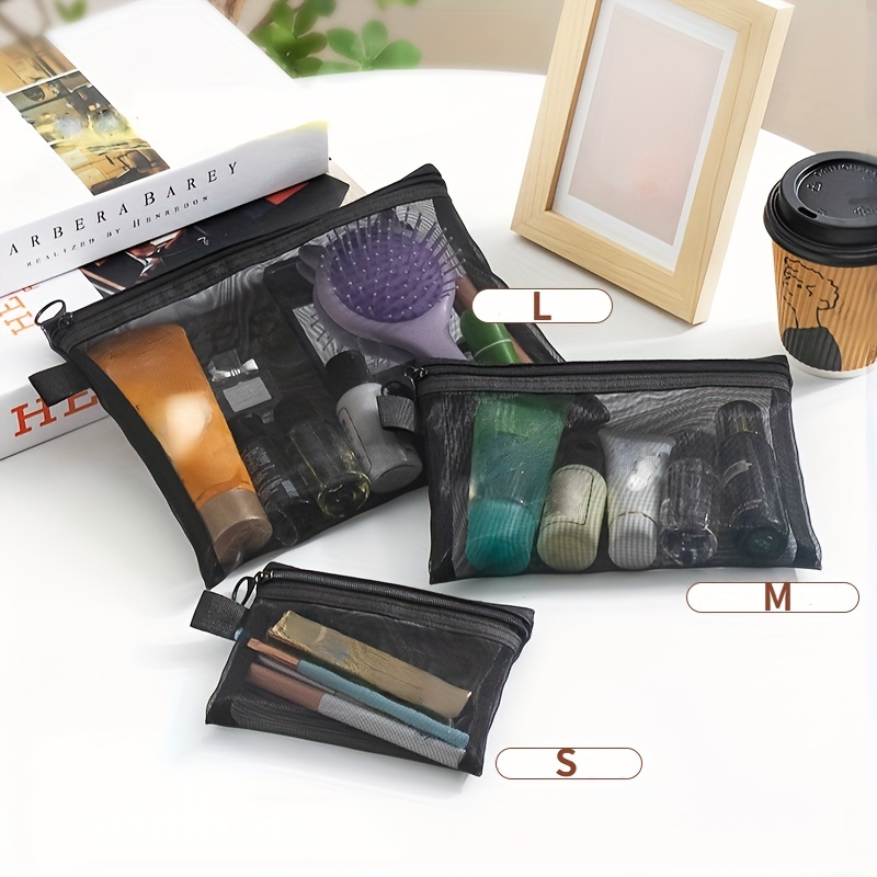 Black Mesh Makeup Bags Women Girls Cosmetic Bag Organizer Travel Wash  Lipstick Toiletry Sanitary Napkin Portable Storage Bags - AliExpress