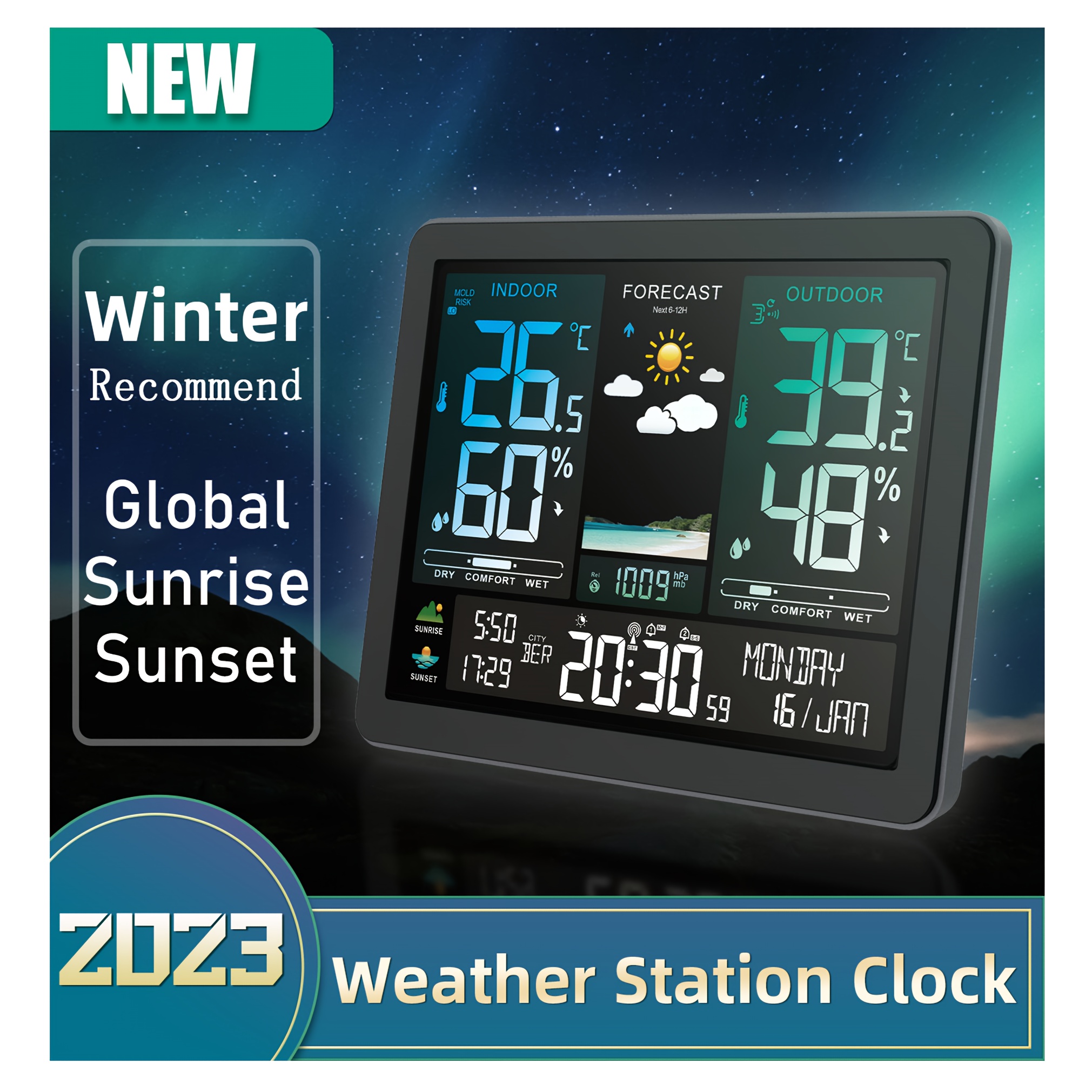 Station météo - horloge, baromètre, thermomètre et hygromètre - Nautic-Gifts