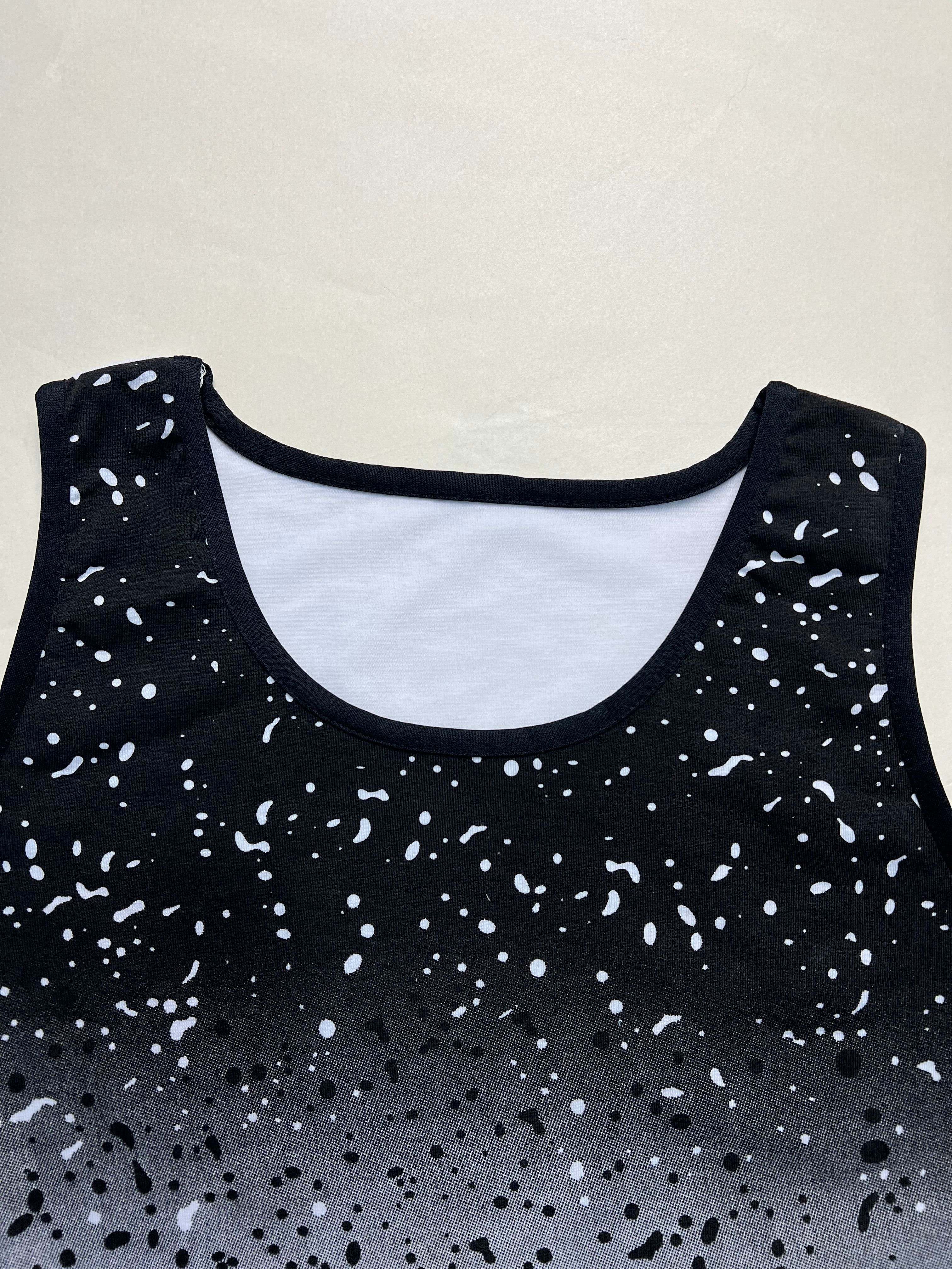 stylish pattern print mens crew neck casual tank top mens clothing for summer ivory white 2