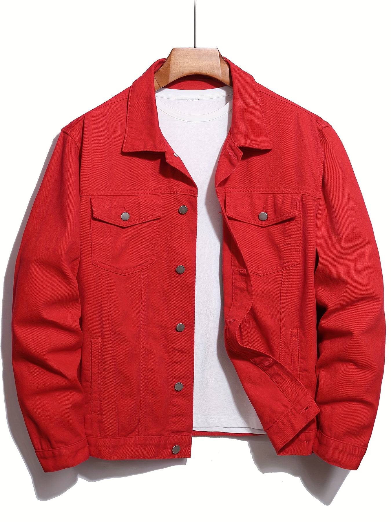 Plus Size Men's Lapel Button Denim Jackets Casual Trendy - Temu